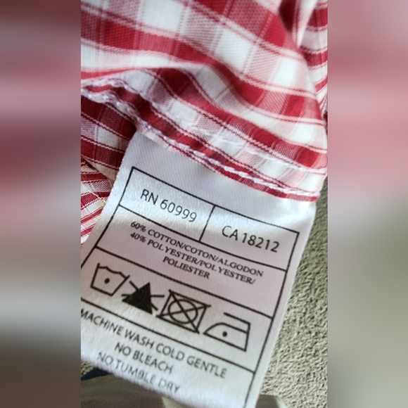 Antigua Red and White Gingham Alabama Button-Down Shirt - Picture 6 of 6
